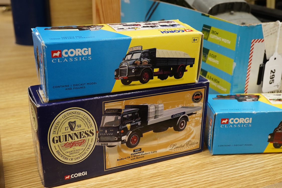 Forty boxed diecast commercial vehicles by Corgi, Corgi Classics, etc., including vehicles from the Guinness series, Vintage Glory of Steam, Eddie Stobart, etc., together with a few repainted Dinky Toys, including a Fode